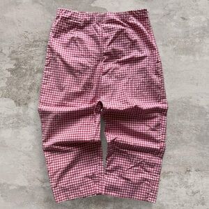red and white gingham cotton trousers